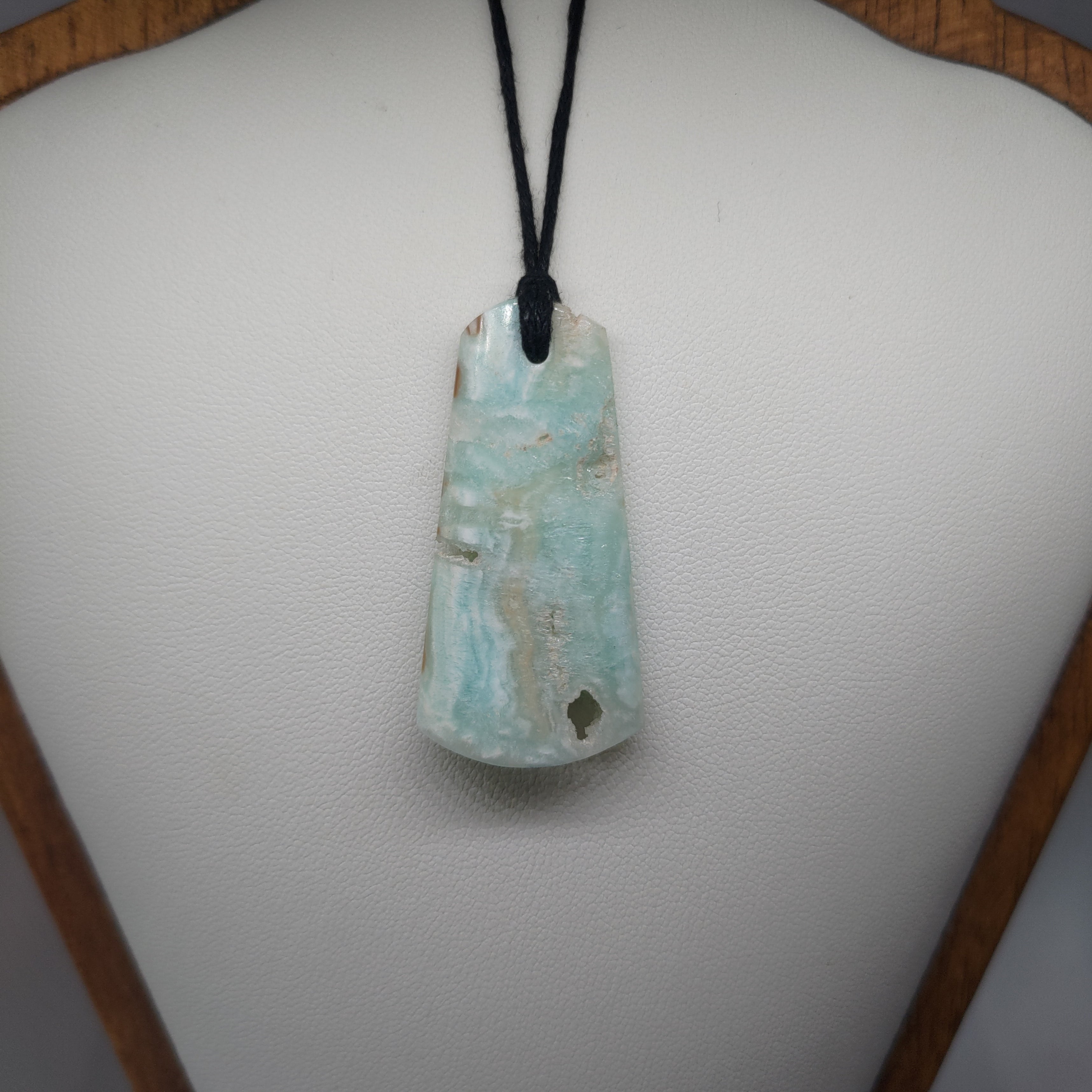 Hand Made Blue Aragonite Pendant 0077
