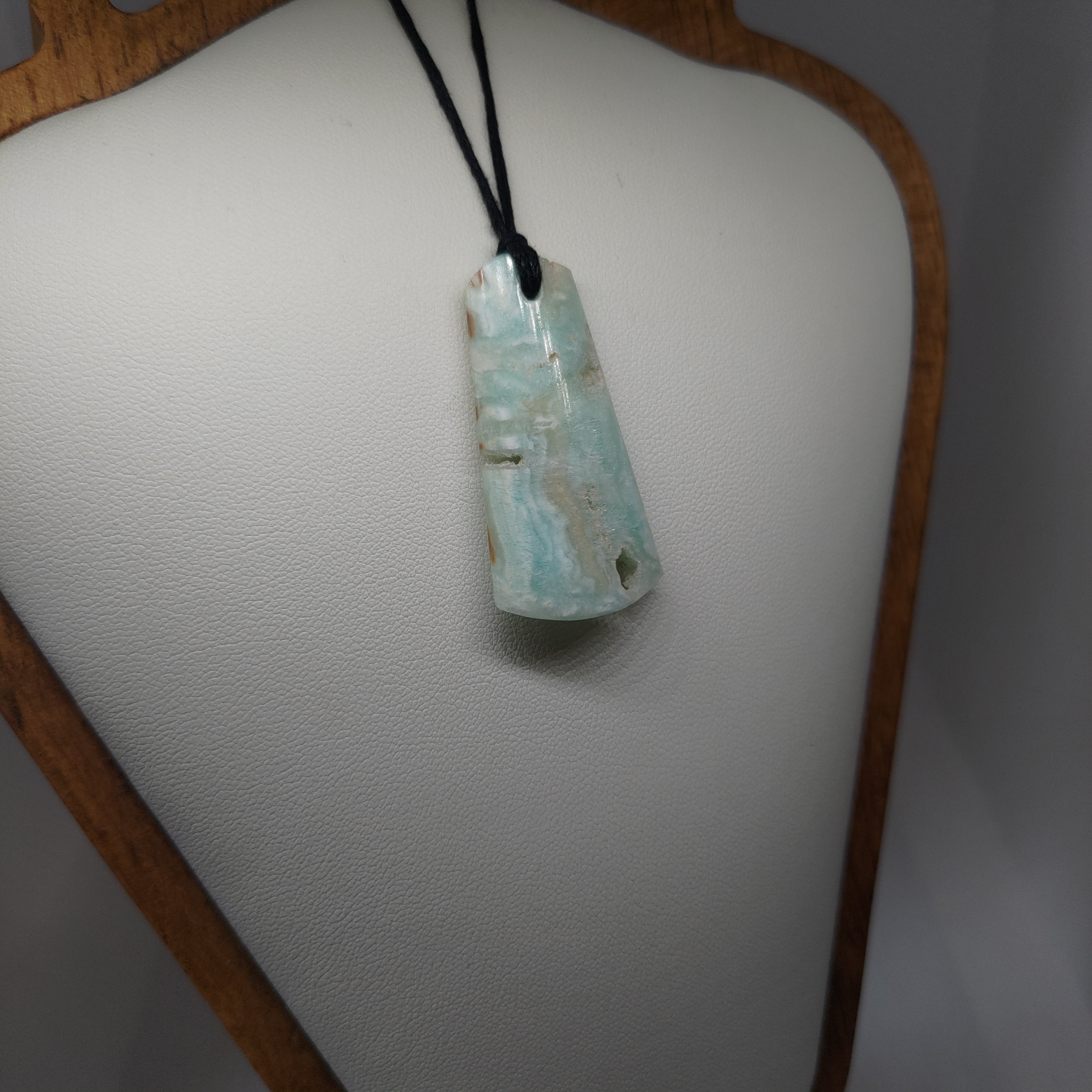 Hand Made Blue Aragonite Pendant 0077