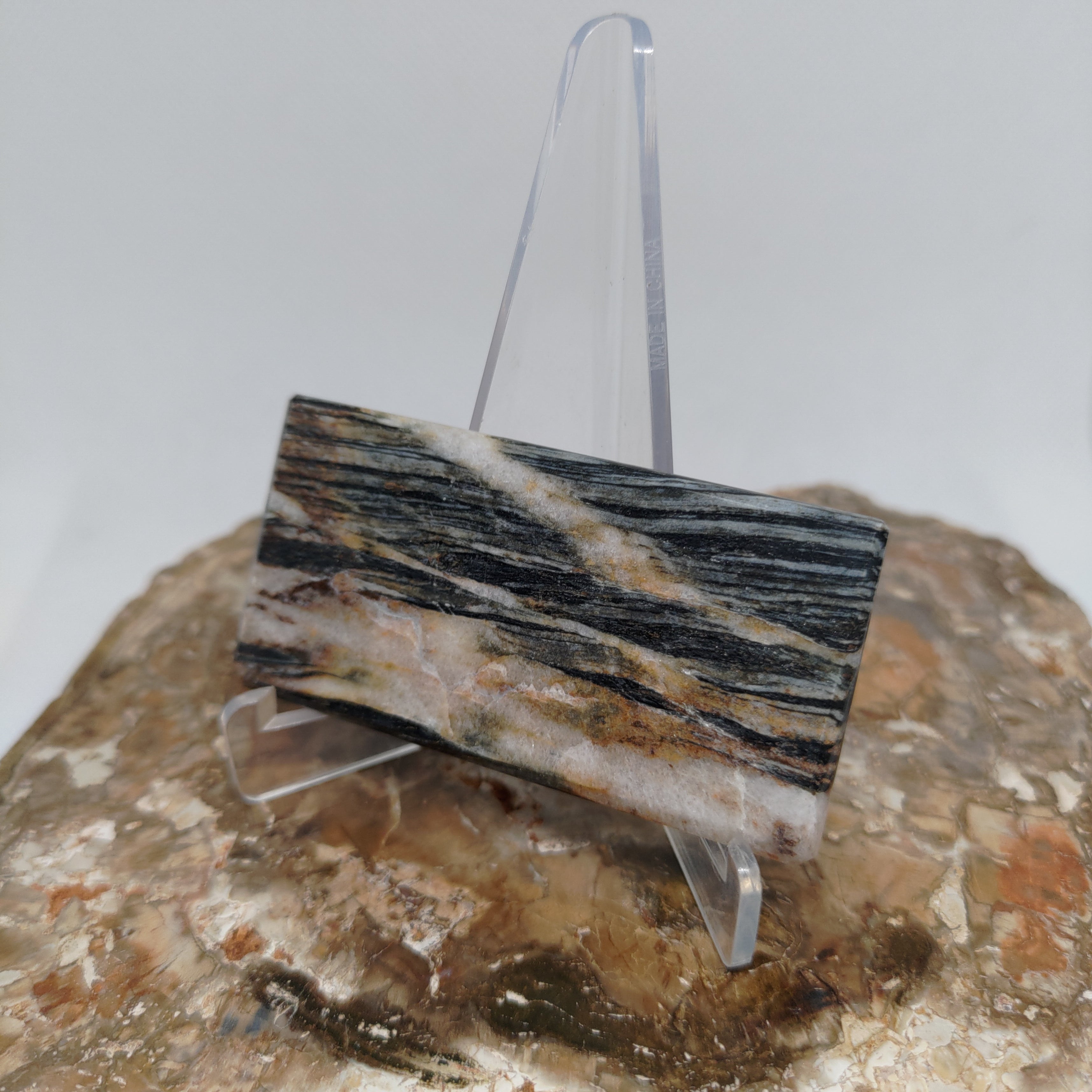 Hand Made New Zealand Schist With Quartz Inclusion Display Medium Slab Ref: 0116