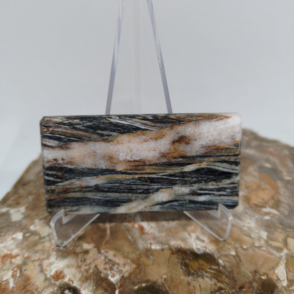Hand Made New Zealand Schist With Quartz Inclusion Display Medium Slab Ref: 0116