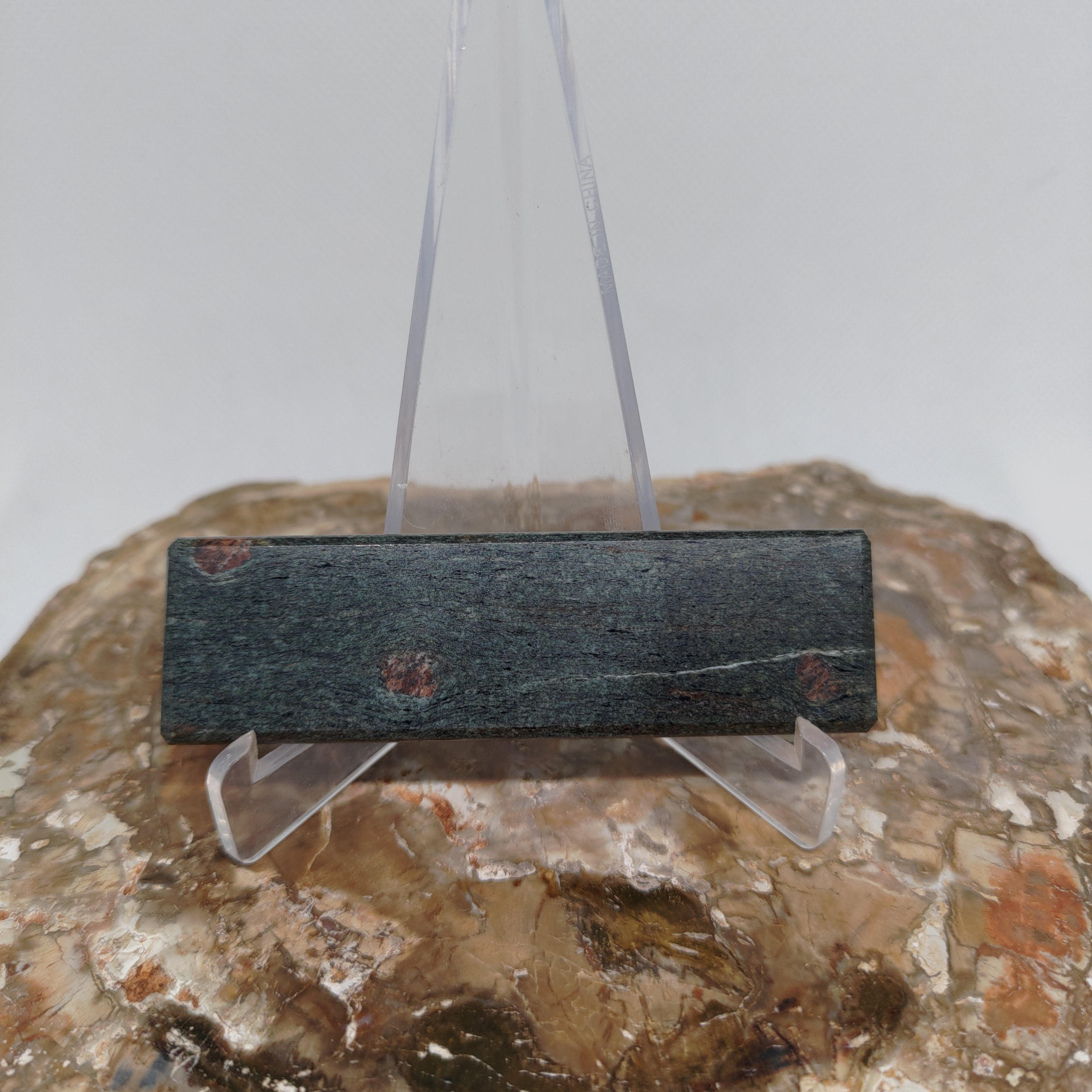 Hand Made New Zealand Schist With Red Garnets Display Slab (Small) Ref: 0117