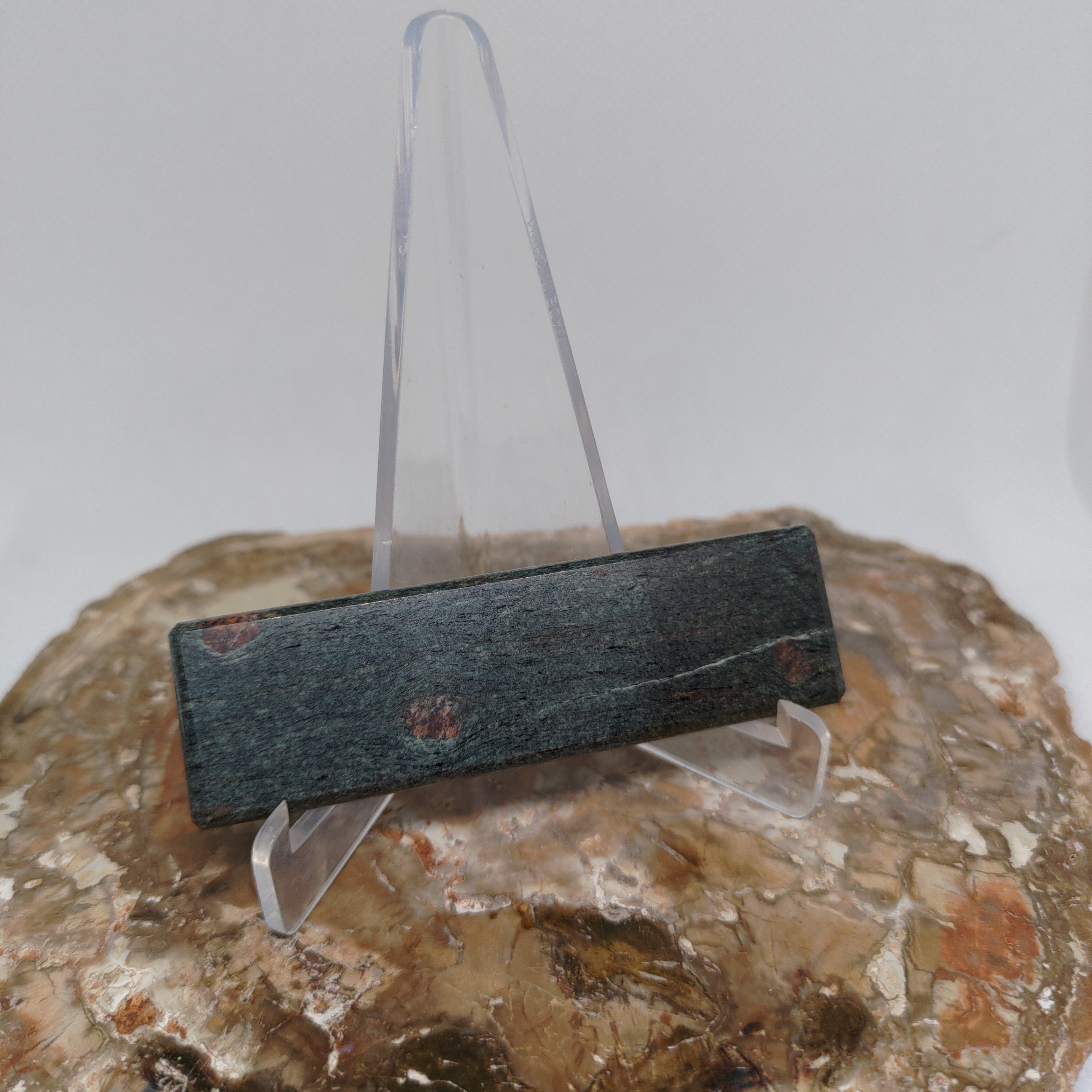 Hand Made New Zealand Schist With Red Garnets Display Slab (Small) Ref: 0117